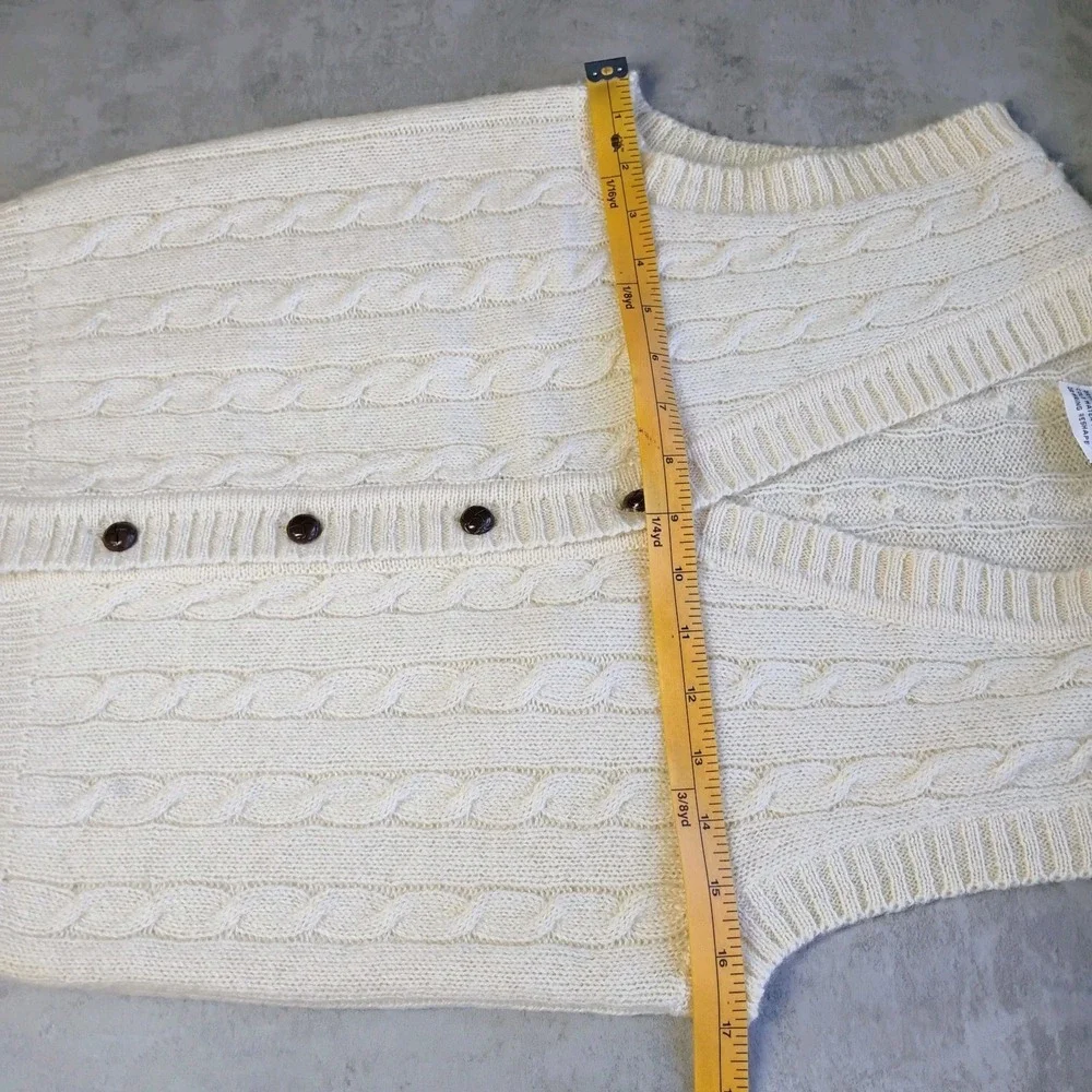 Vtg De Mura Cable Knit Sweater Vest Womens Small Cream Wool Academia Preppy